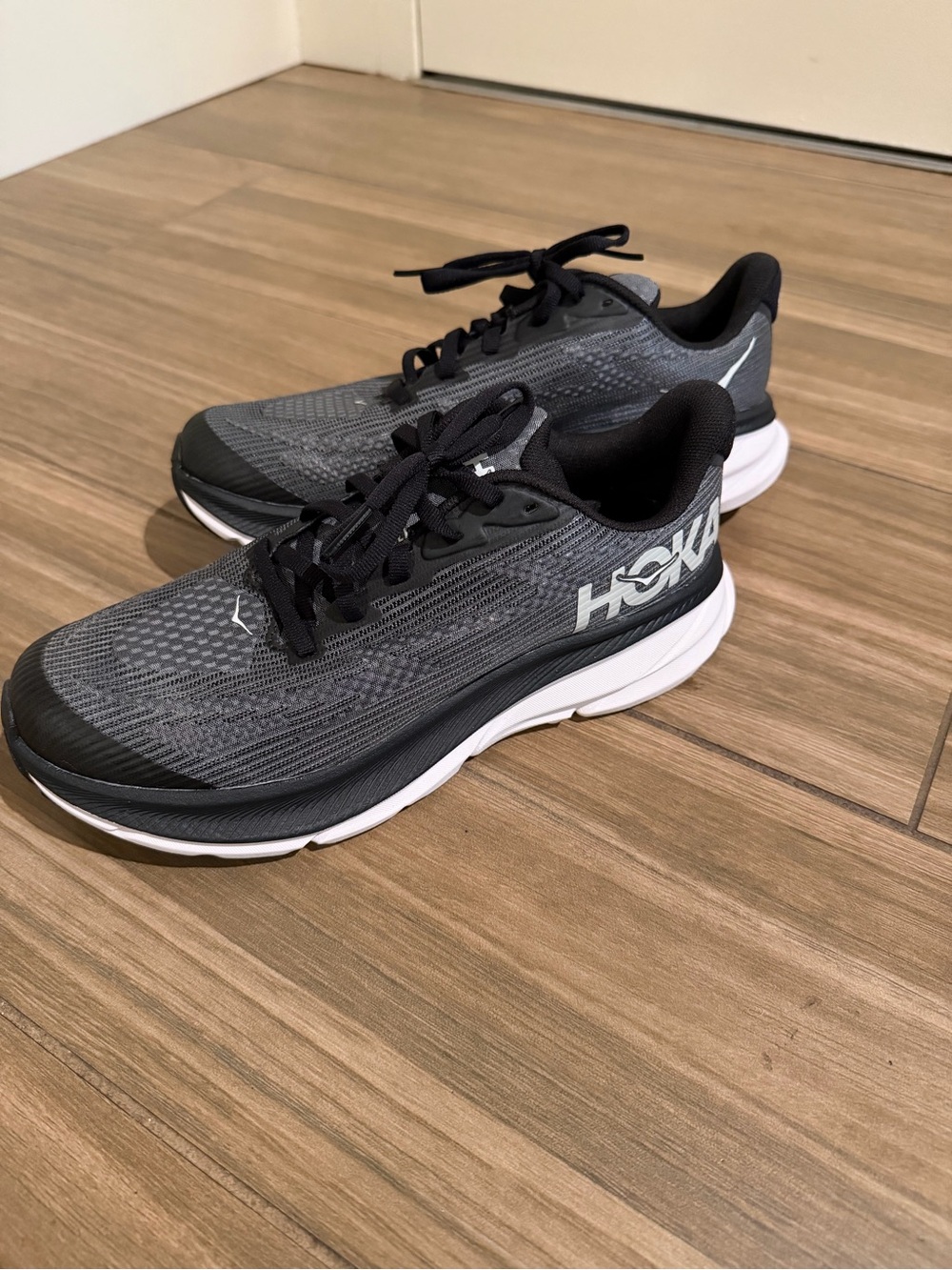 Hoka Kids Gray and Black Cushioned Running Sneakers